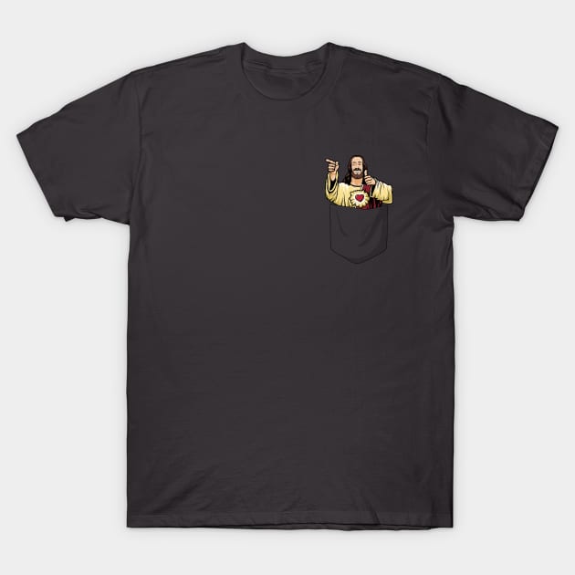 Buddy Christ in Pocket T-Shirt by valentinahramov